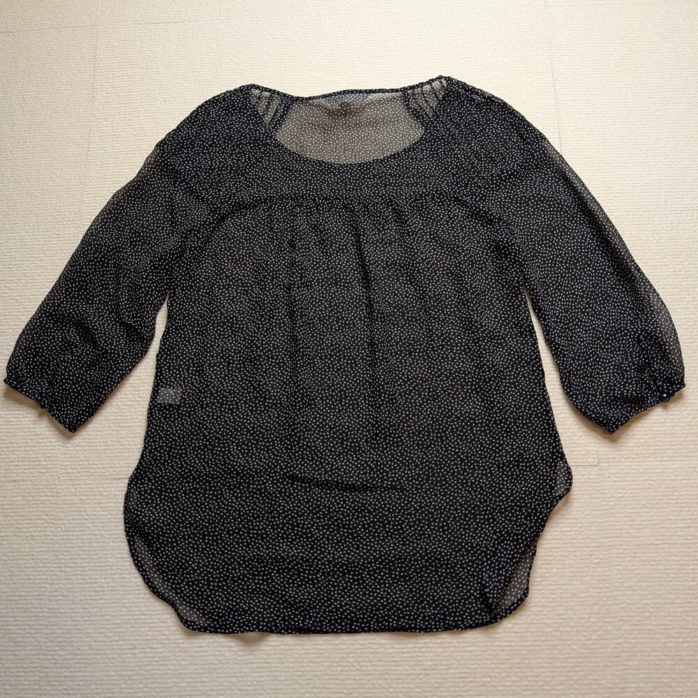 LC Lauren Conrad sheer black/white polka dot blouse - size XSmall
